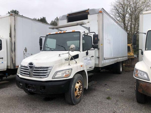 .  Hino 338, 2010, 7.6L 260hp, AT-AB, Reefer Box, top F right *damage, NO reefer unit, N#1591