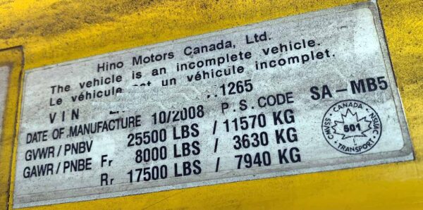 .  Hino 258, 2009, 7.6L, AT-HB, 24ft Box, yellow, O#1265 - Image 11