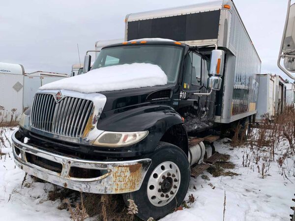 .  International 4300, 2012, 7.6L, AT-AB, CrewCab, 24ft Mov Box, SD, TG, black, r, O#9290