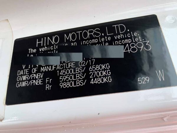 .  Hino 155, 2018, 5.1L, AT-HB, 16ft Box, 84in Door, TG, r, O#4893 - Image 10