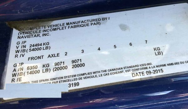 .  International 8600, 2016, 12.4L, AT-AB, Tandem, Cab & Chassis, N#3199 - Image 15