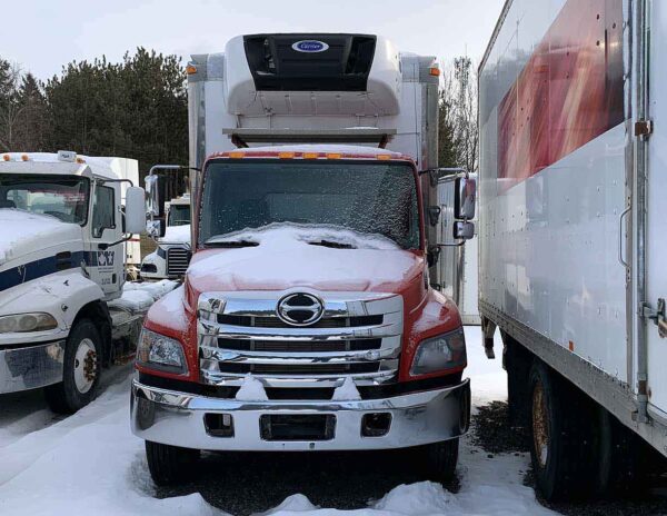 .  Hino 268, 2018, 7.6L, AT-HB, red, 18ft Reefer, Carrier, N#8672