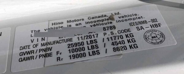 .  Hino 268, 2018, 7.6L, AT-HB, 26ft Box, 96in +Side D, F#8789 - Image 6