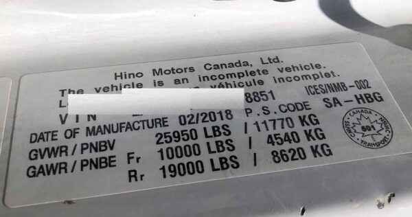 .  Hino 268, 2019, 7.6L, Hydr Brake, Cab&Chassis, F#8851 - Image 5