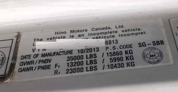.  Hino 358, 2014, 7.6L, AT-AB, 26ft Box, F#6813 - Image 7