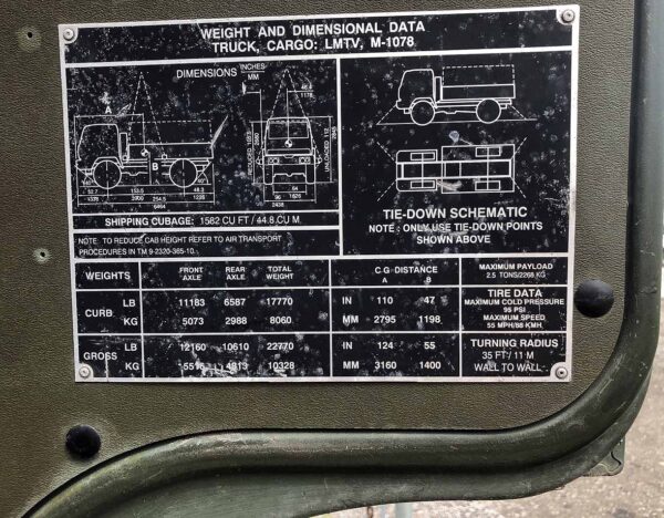 .  US Army Truck, 12/96, Auto T, Air B, TRK CARGO LMTV, M-1078, r, F#ARMY - Image 28