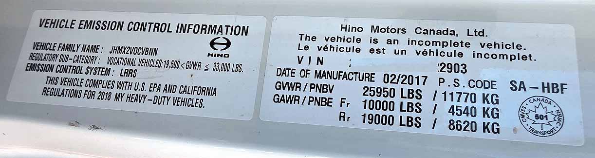 . Hino 268, 2018, 7.6L, AT-HB, 24ft Box, 90in Door, S#2903 - Image 6
