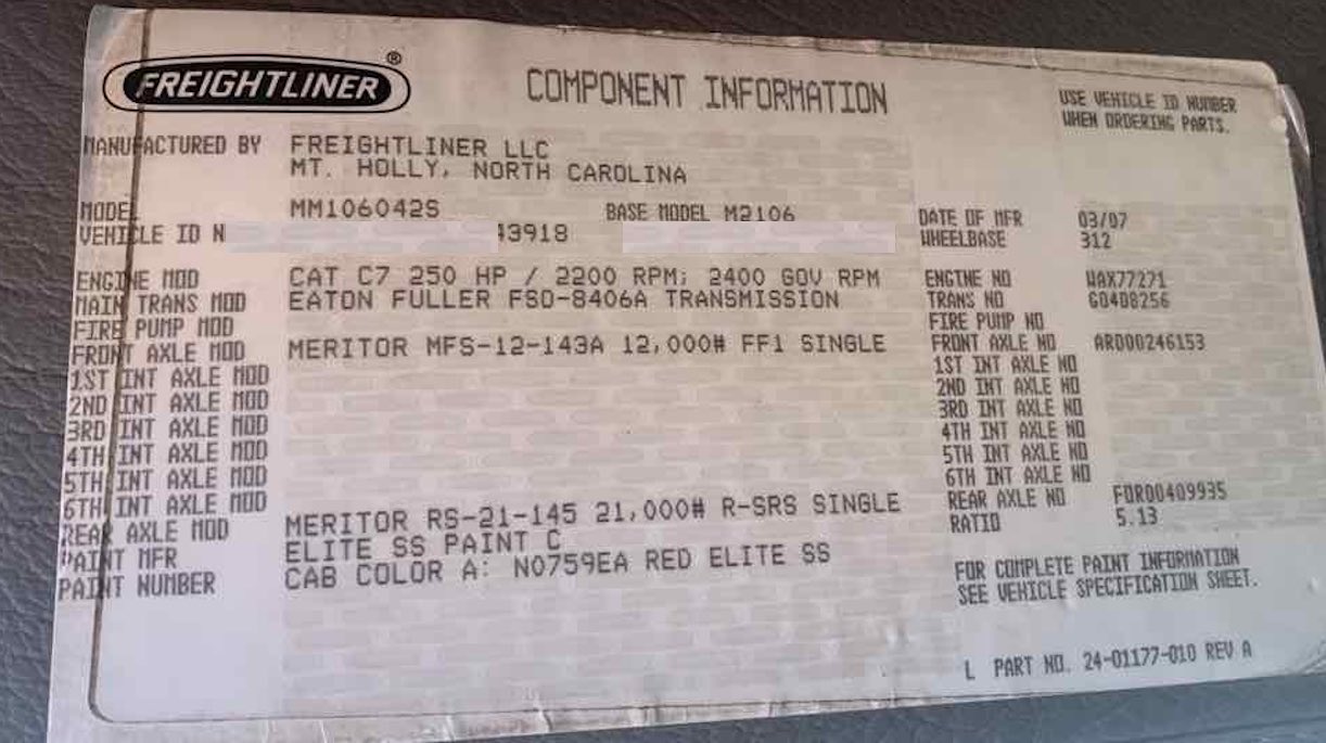 . Freightliner M2, 2007, CAT 7.2L, ManT-AirB, red, 28ft Box, 91in Door, NE7c#3918 - Image 6